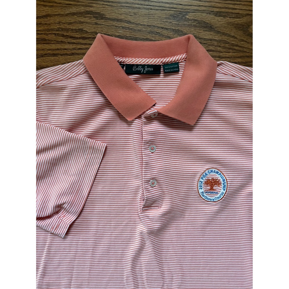 Bobby Jones 2012 PGA Championship Kiawah Island Polo Shirt Pink Striped Mens M